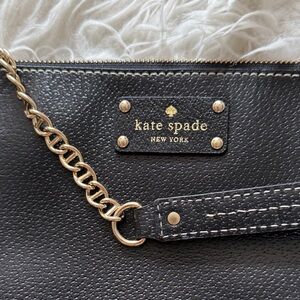 Kate Spade Black Wristlet with Gold Chain